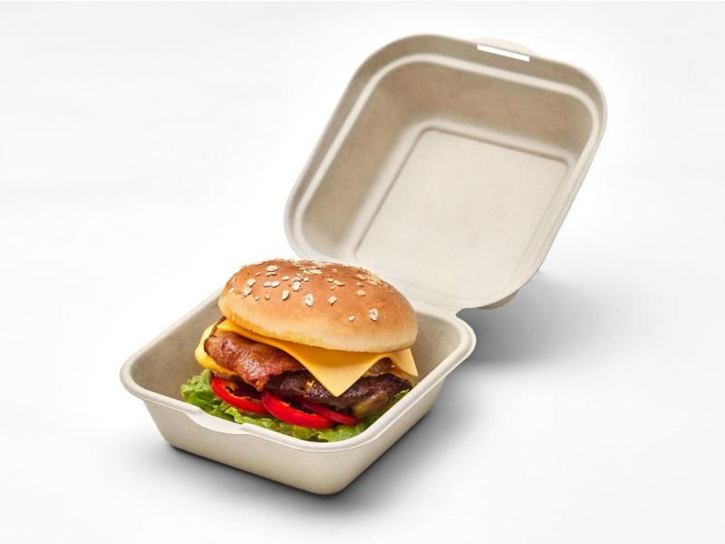 product image for 450ml Fibre takeaway burger clamshell 173 x 247 x 35mm