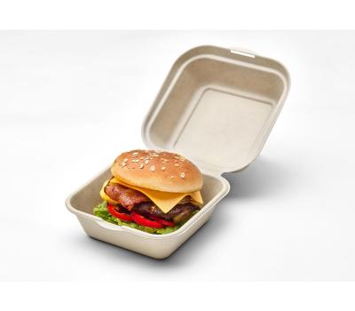 image of 450ml Fibre takeaway burger clamshell 173 x 247 x 35mm