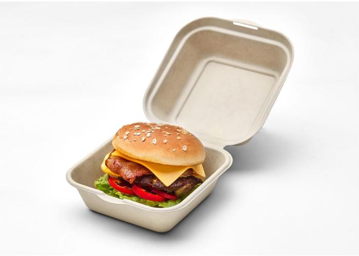 product image for 450ml Fibre takeaway burger clamshell 173 x 247 x 35mm