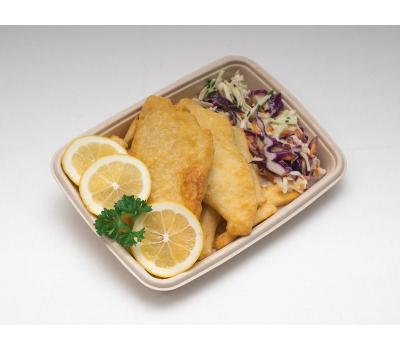 image of Fibre takeaway meal tray 165 x 228 x 28mm 