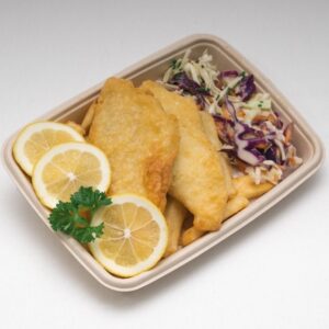 Fibre takeaway meal tray 165 x 228 x 28mm